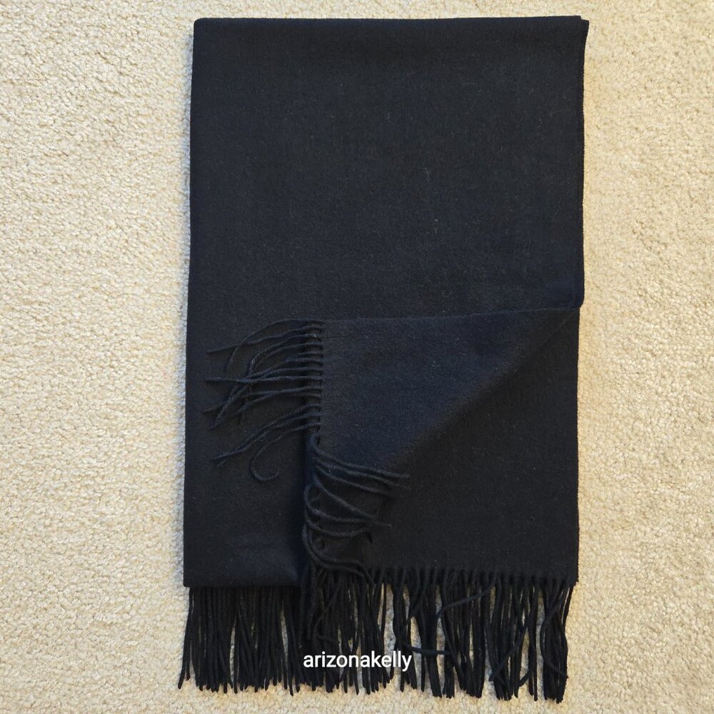 Black Cashmere Scarf Thick Soft Lux - Picture 10 of 16